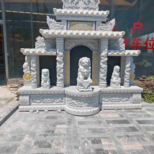 黄冈芝麻白中国黑石材套墓 花岗岩墓碑